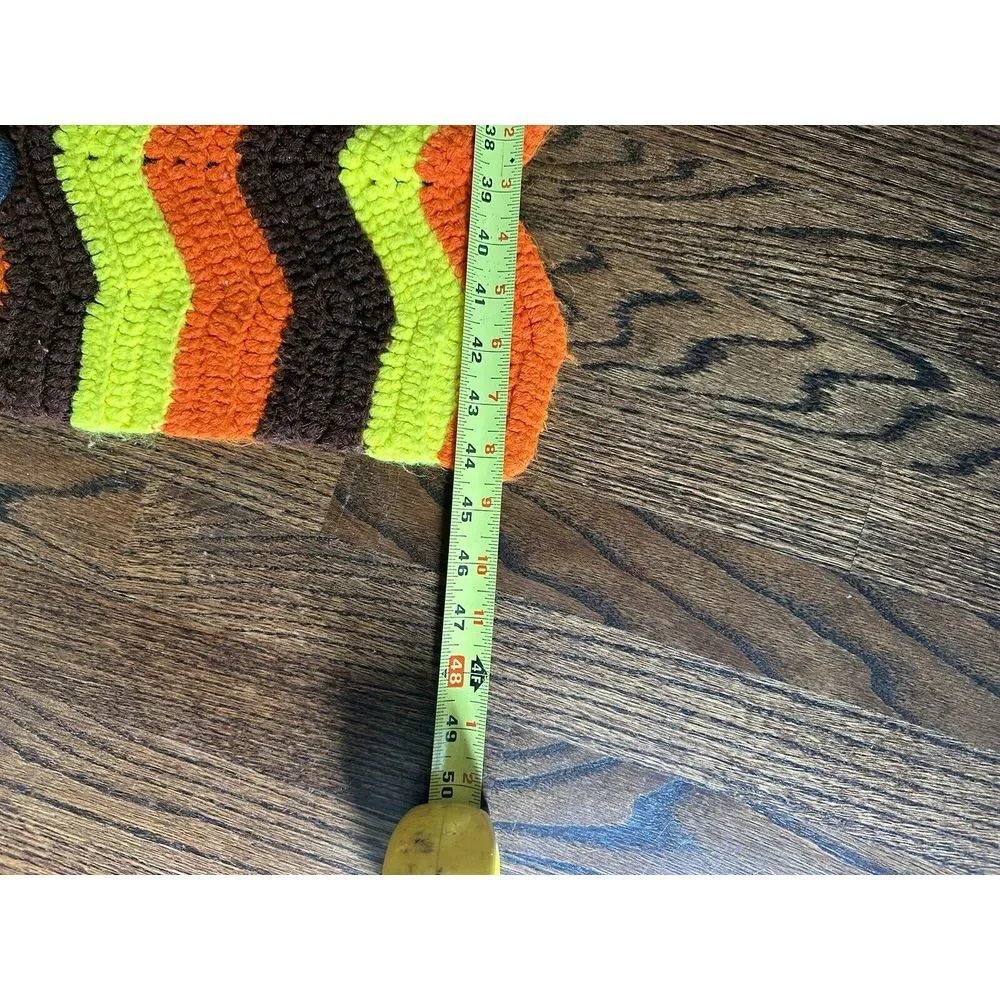 Vintage 70's Handmade Zig Zag Crochet Throw Afghan Blanket 66x 44 Fall colors‎
